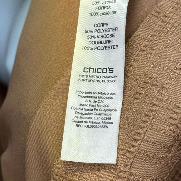 Chico’s Mid Length Jacket Dark Tan Size Chicos 1 Size 8 - 10 - Picture 8 of 9